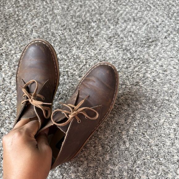 Womens Clarks Desert Brown Leather Beeswax Casual Chukka Boots Size 7 - Picture 7 of 10